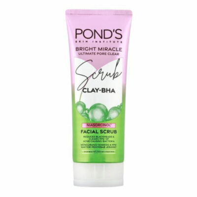 Pond’s Bright Miracle Clay-BHA Facial Scrub 100g – Deep Cleansing & Anti-Acne with Niasorcinol
