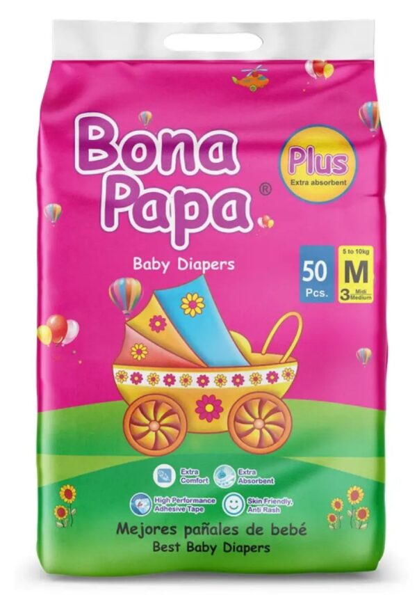 Bona Papa Plus Diapers Medium SIZE-03 [5-10kg] (50 pieces pack) - Image 2