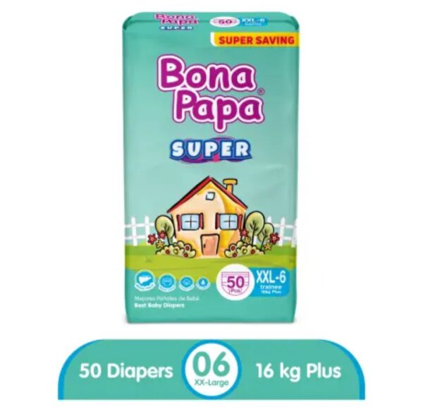 Bona Papa Super Diapers (06-Double Extra Large) XXL [16kg plus] (50 pieces pack)