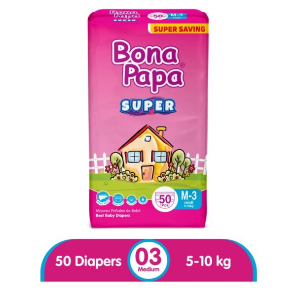 Bona Papa Super Diapers (03-Medium) [5-10kg] (50 pieces pack)